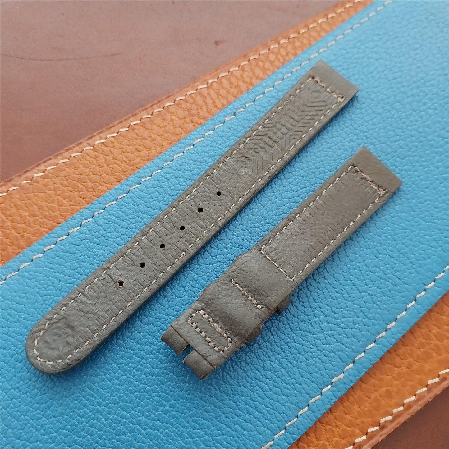 Vintage 14mm Hamilton USA Grey Leather Classic Unused 1950s Watch Band