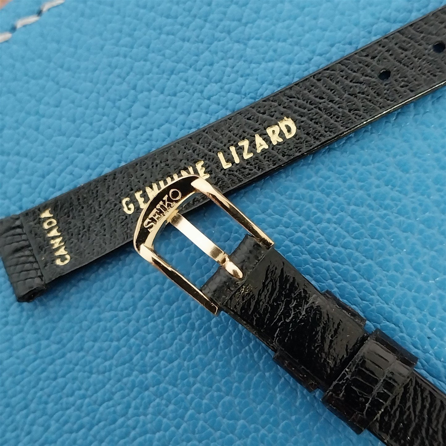 9mm Seiko Lizard & Signed Yellow Gold RGP Buckle Unused nos Vintage Watch Band