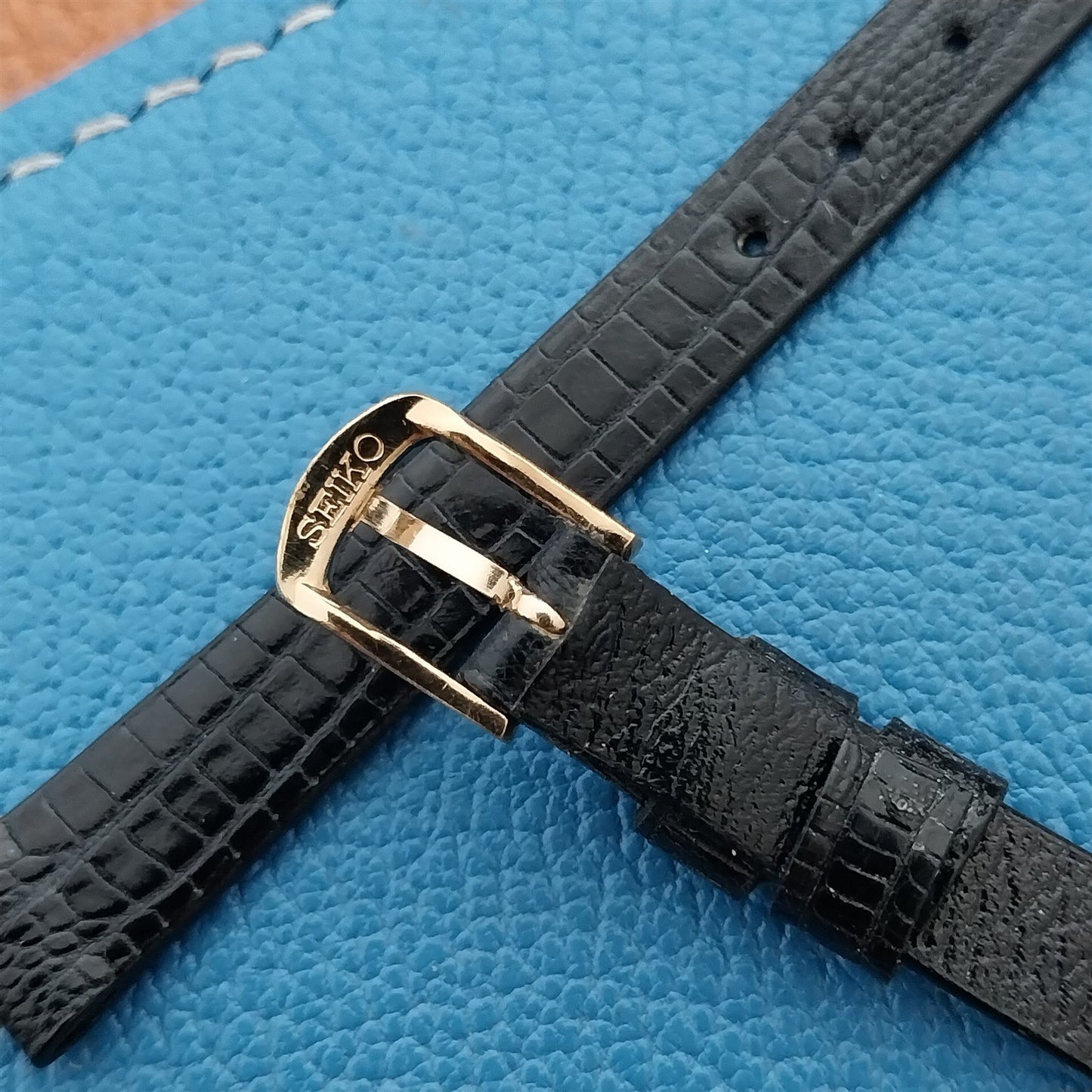 9mm Seiko Lizard & Signed Yellow Gold RGP Buckle Unused nos Vintage Watch Band