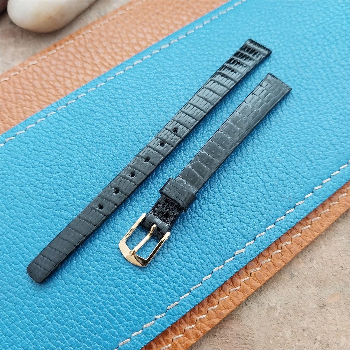 Vintage 9mm Seiko Lizard &Yellow Gold RGP Logo Buckle Unused Classic Watch Strap