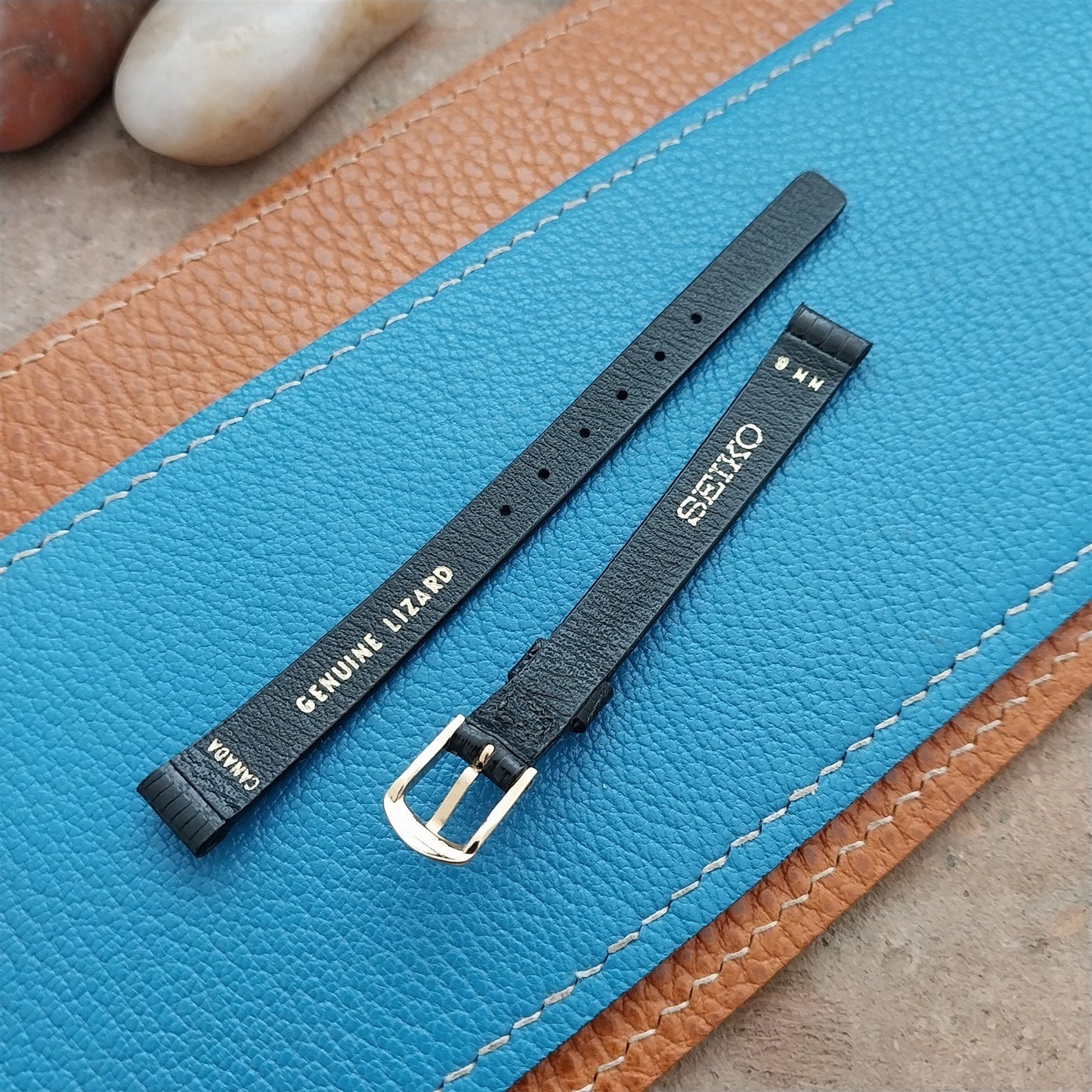 9mm Seiko Lizard & Signed Yellow Gold RGP Buckle Unused nos Vintage Watch Band