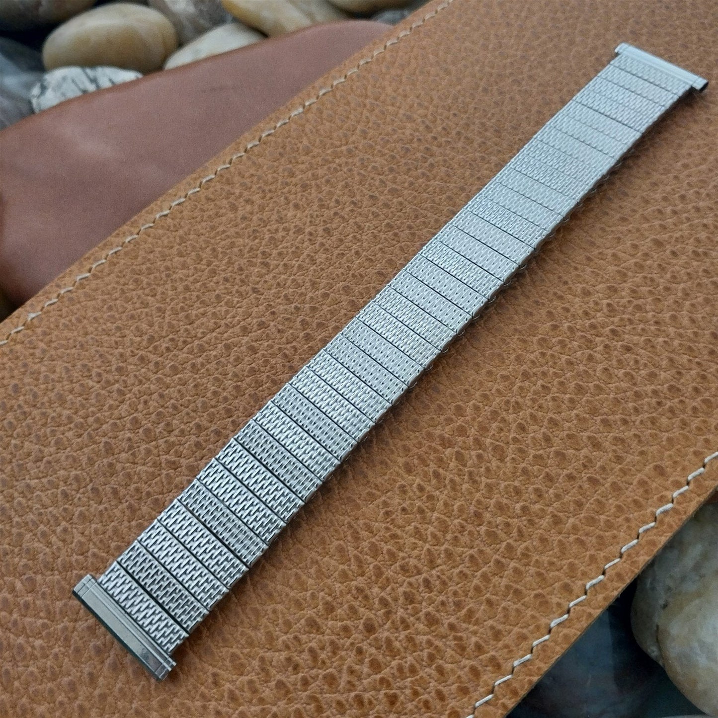 1960s Vintage Watch Band 5/8" 18mm 19mm Lenox USA Stainless Steel nos Expansion