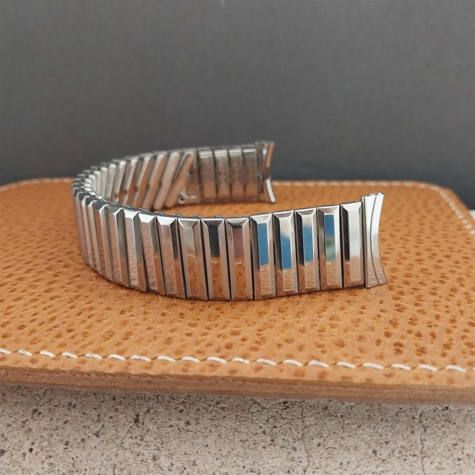 1960s Vintage Watch Band 17mm Lenox USA Stainless Steel nos Old-Stock Expansion