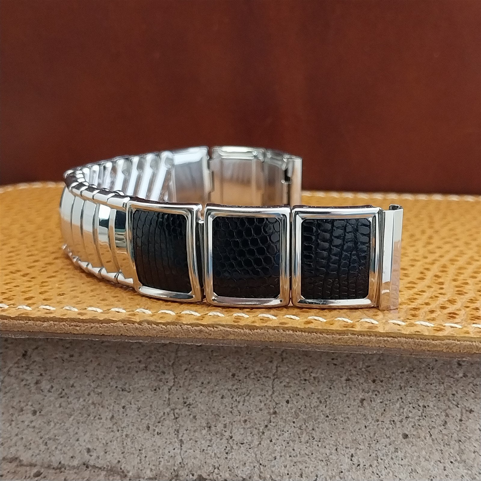 1950s Vintage 5/8" JB Champion Classic Stainless Steel &Lizard Unused Watch Band