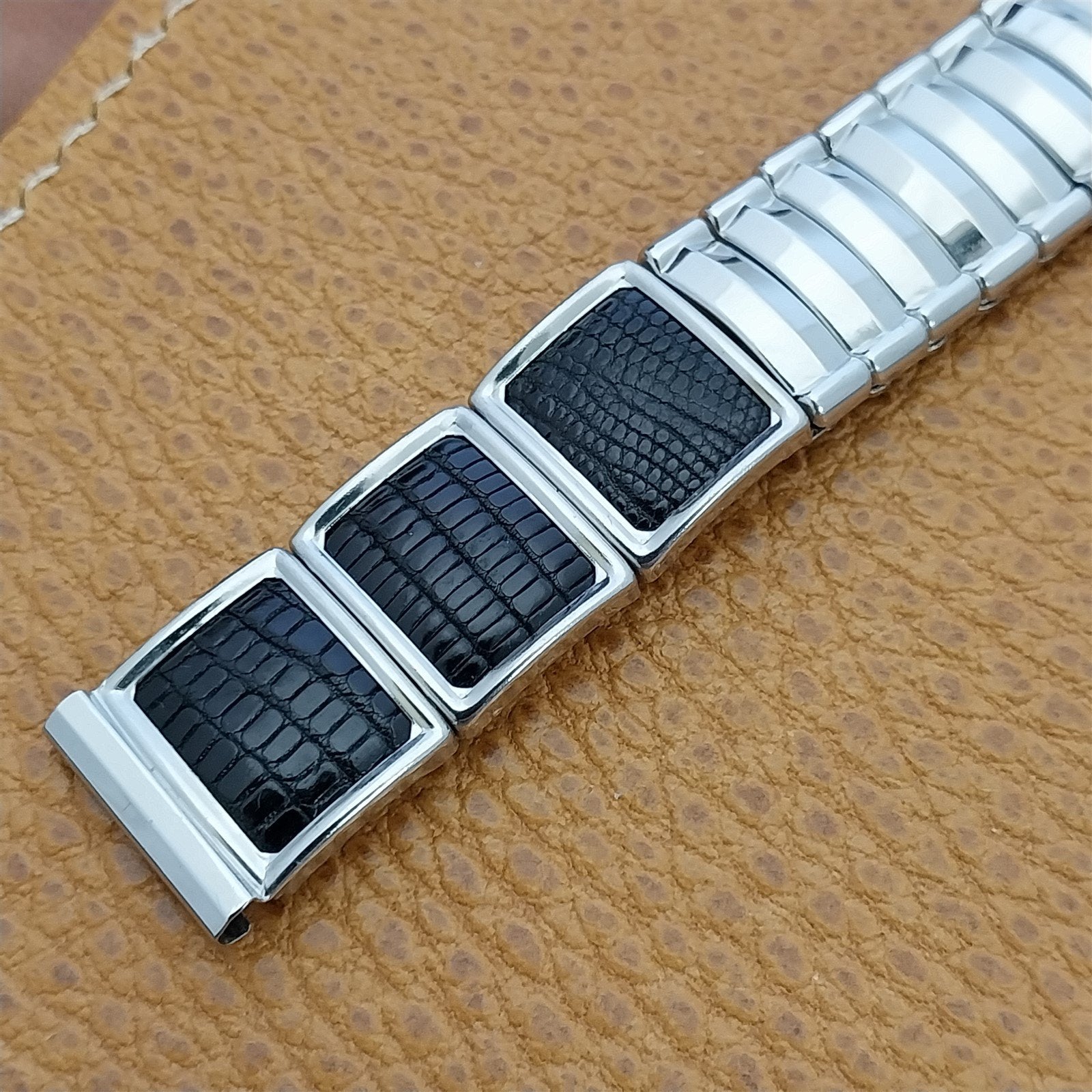 1950s Vintage 5/8" JB Champion Classic Stainless Steel &Lizard Unused Watch Band