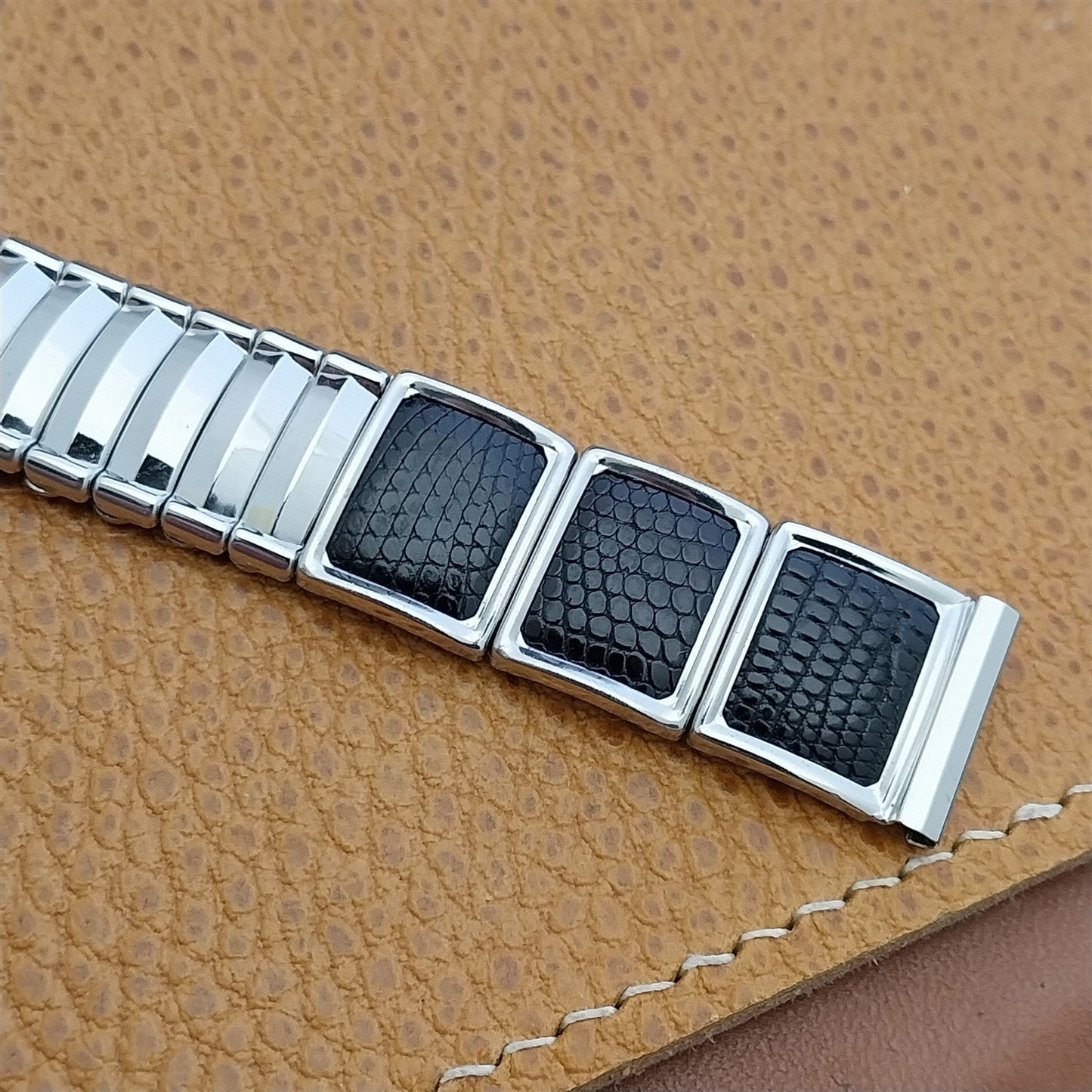 1950s Vintage 5/8" JB Champion Classic Stainless Steel &Lizard Unused Watch Band