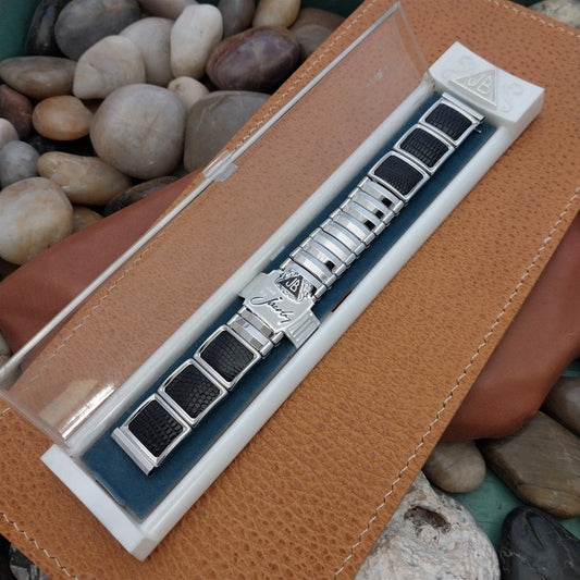1950s Vintage 5/8" JB Champion Classic Stainless Steel &Lizard Unused Watch Band
