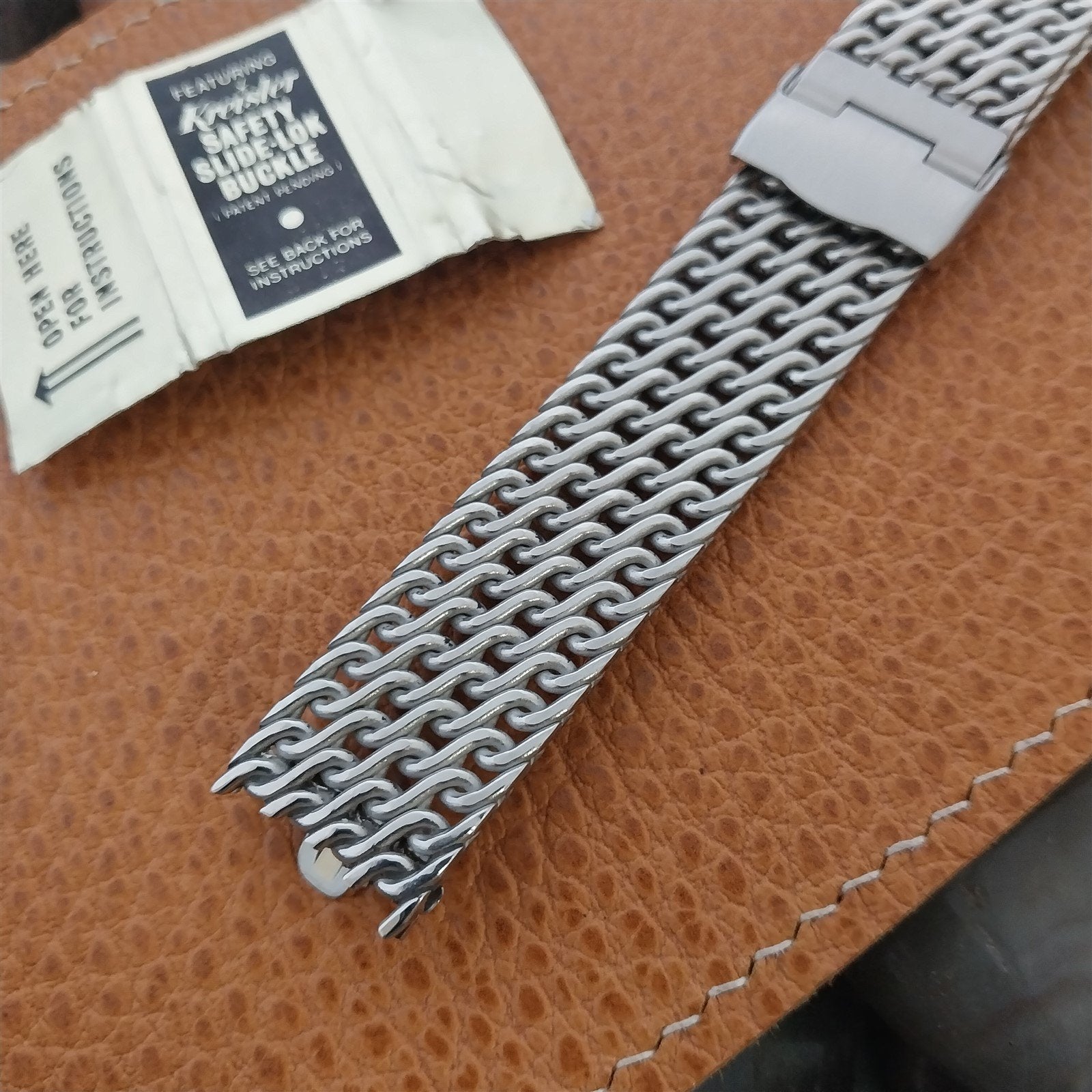 Vintage 17.2mm Stainless Steel Thick Mesh Kreisler nos Unused Classic Watch Band