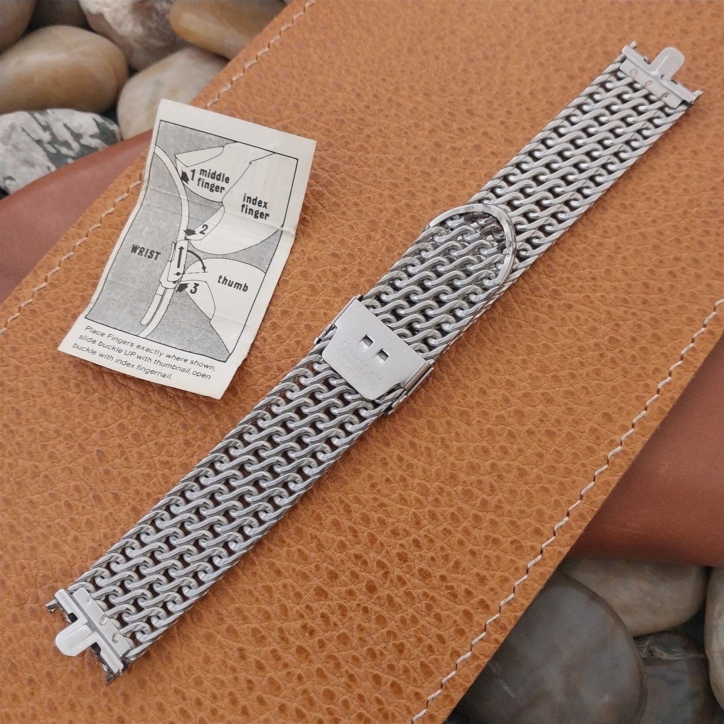 Vintage 17.2mm Stainless Steel Thick Mesh Kreisler nos Unused Classic Watch Band