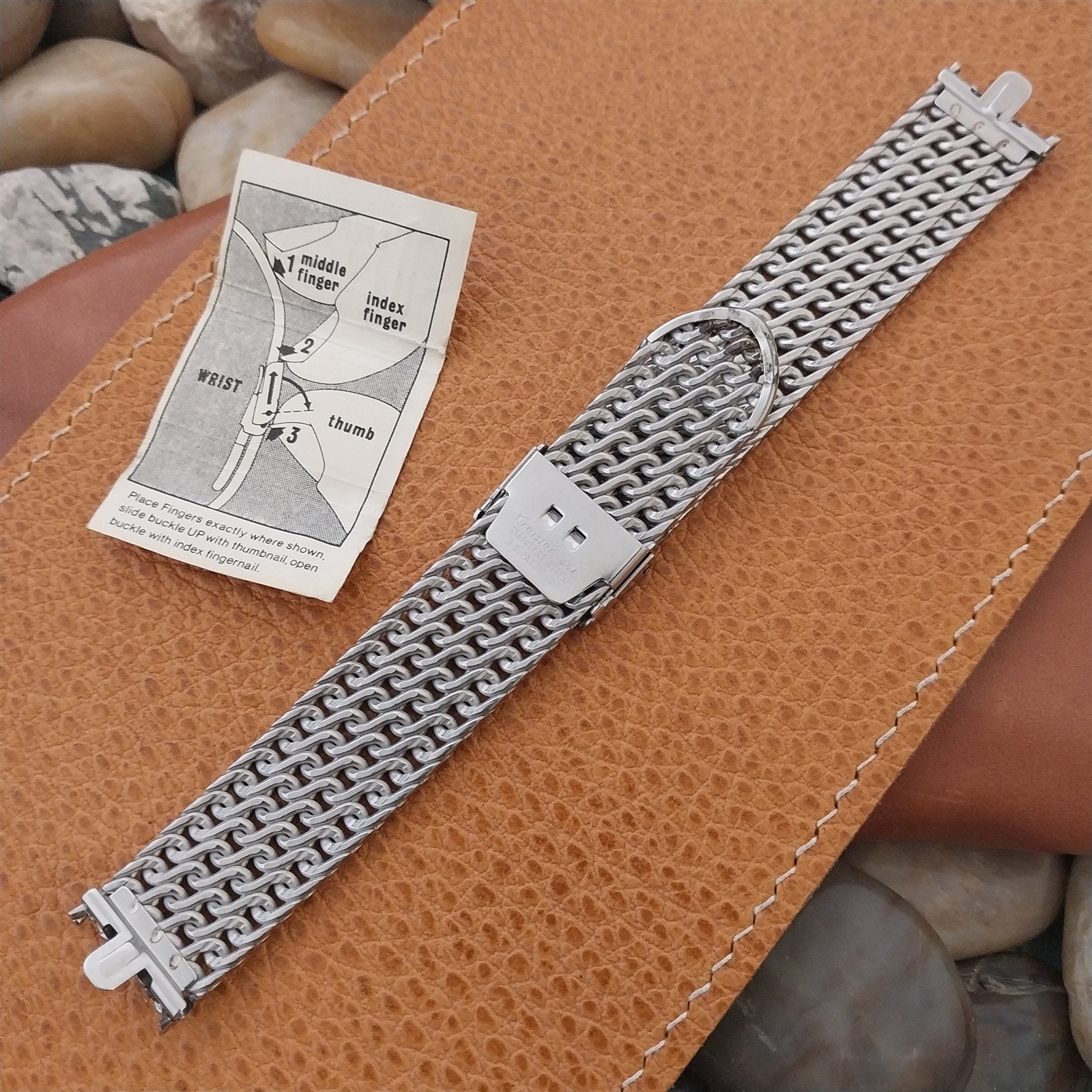 Vintage 17.2mm Stainless Steel Thick Mesh Kreisler nos Unused Classic Watch Band