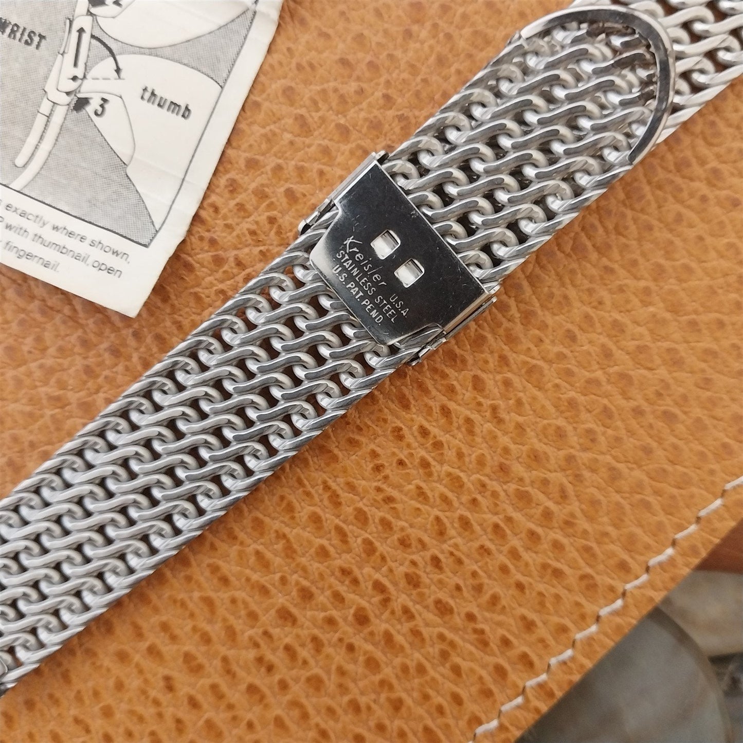 Vintage 17.2mm Stainless Steel Thick Mesh Kreisler nos Unused Classic Watch Band
