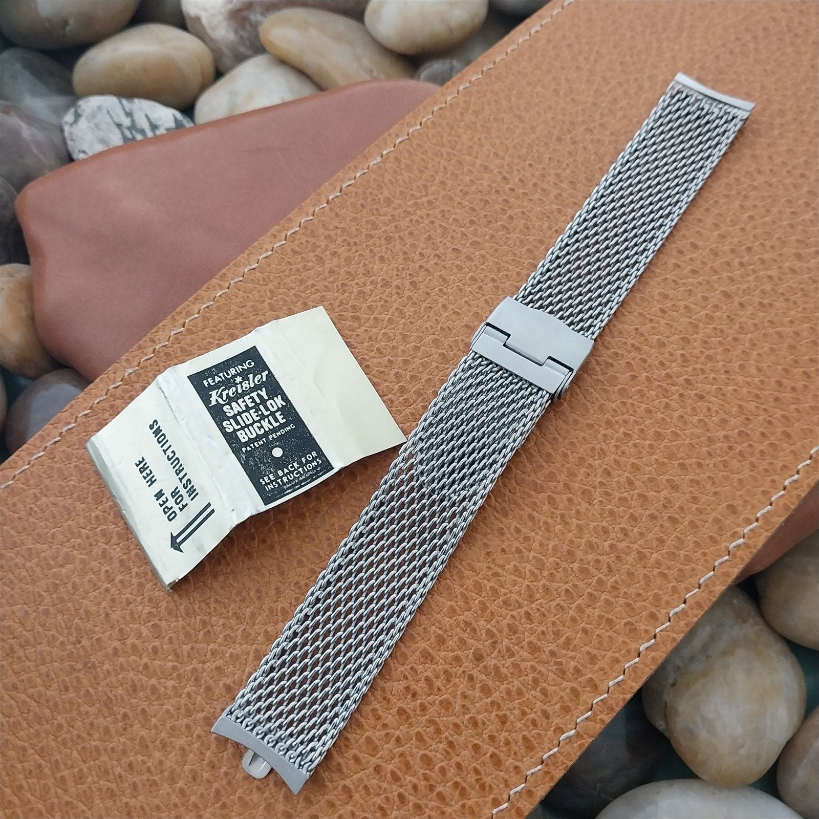 17.2mm Stainless Steel Mesh Kreisler Unused nos 1960s Vintage Watch Band