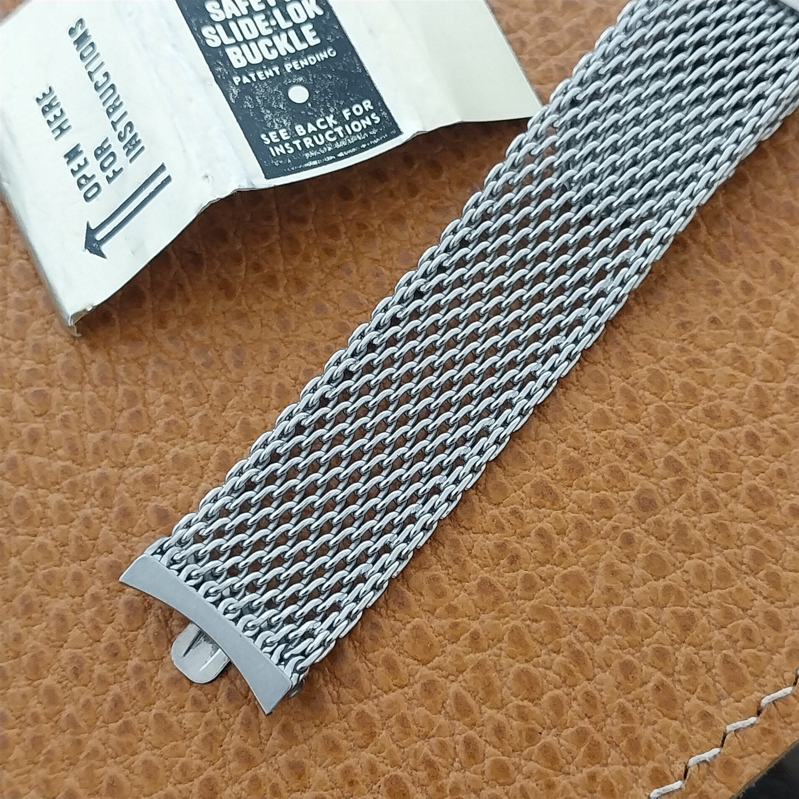 17.2mm Stainless Steel Mesh Kreisler Unused nos 1960s Vintage Watch Band