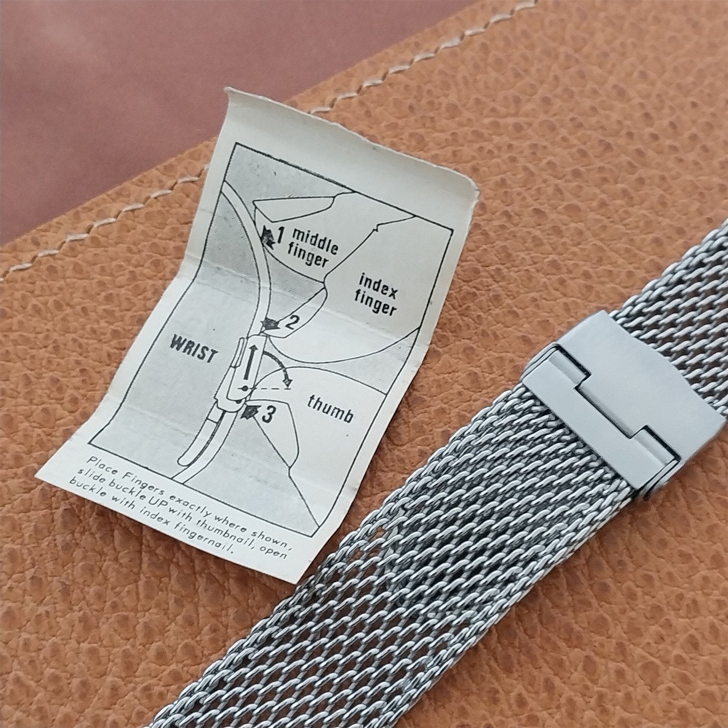 17.2mm Stainless Steel Mesh Kreisler Unused nos 1960s Vintage Watch Band