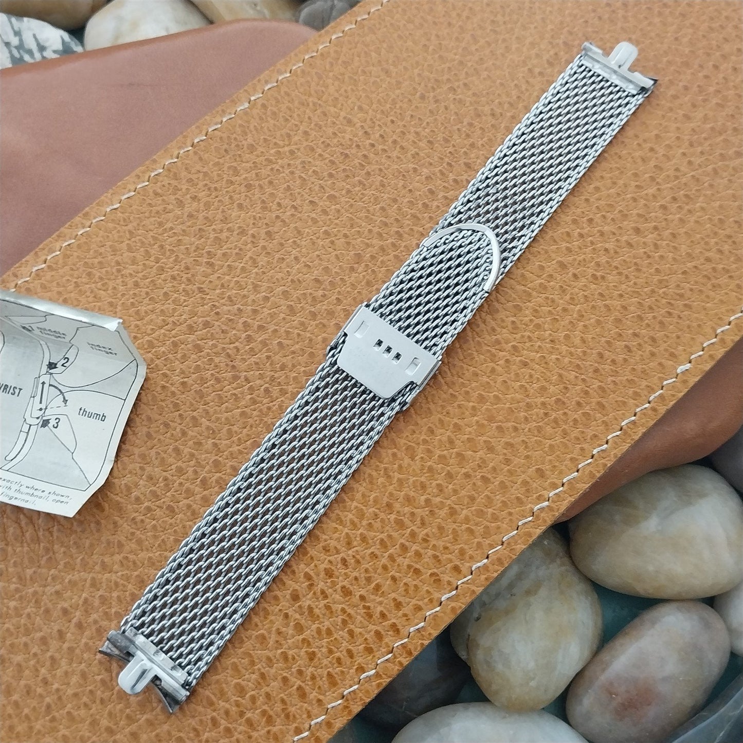 17.2mm Stainless Steel Mesh Kreisler Unused nos 1960s Vintage Watch Band