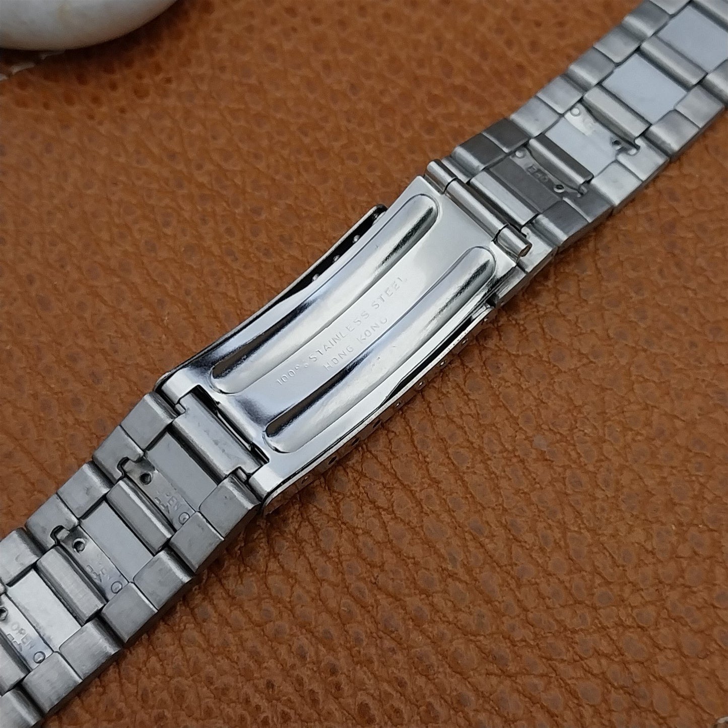 Vintage 18mm Stainless Steel Classic 1970s Flared Flat-Link Unused Watch Band