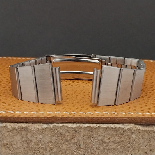 Vintage 18mm Stainless Steel Classic 1970s Flared Flat-Link Unused Watch Band