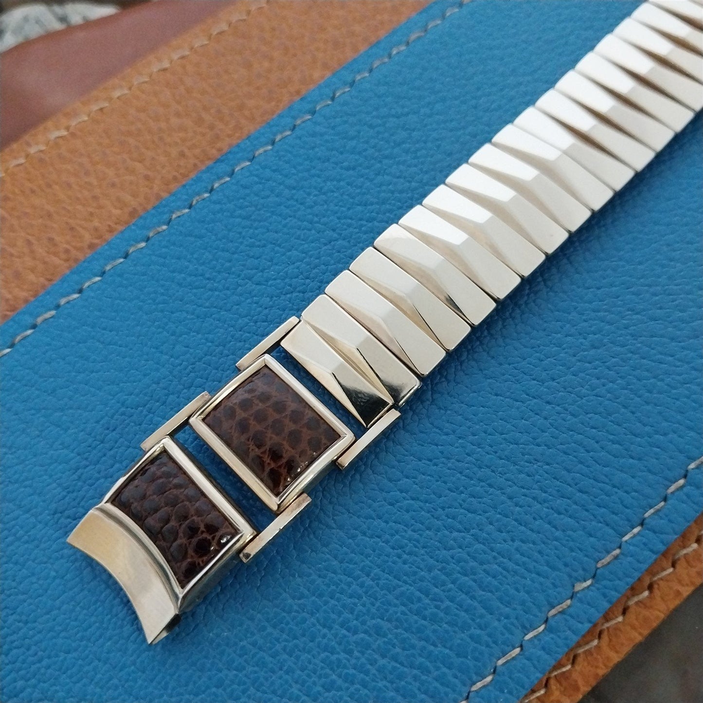 Classic Flex-Let Gold-Filled & Lizard USA Made 1956 5/8" 16mm Vintage Watch Band