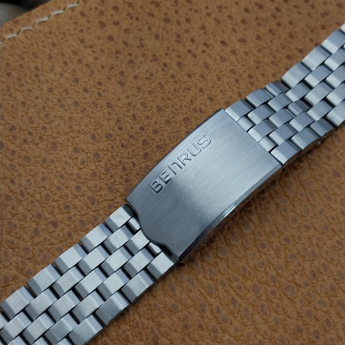 19mm Benrus Stainless Steel Solid Link nos 1970s Vintage Watch Band