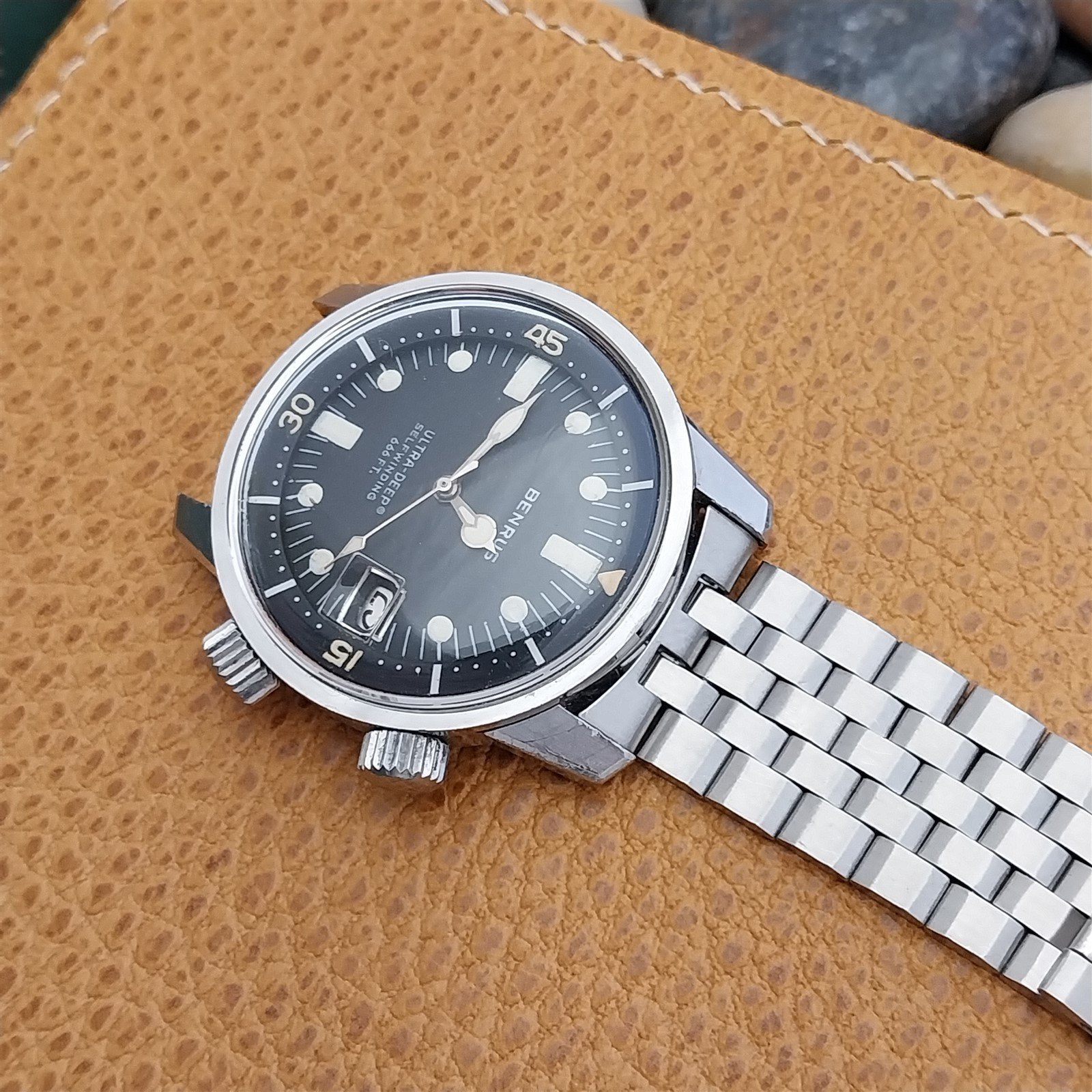 19mm Benrus Stainless Steel Solid Link nos 1970s Vintage Watch Band