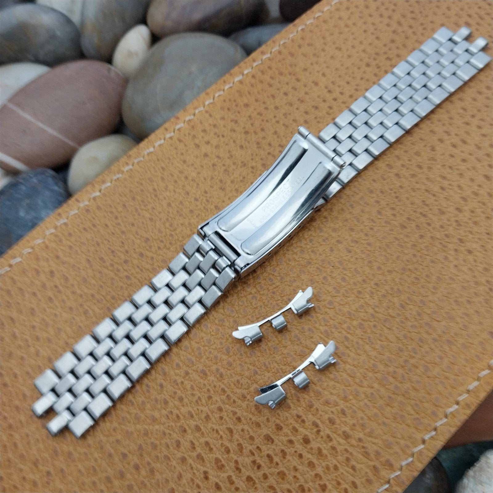 19mm Benrus Stainless Steel Solid Link nos 1970s Vintage Watch Band