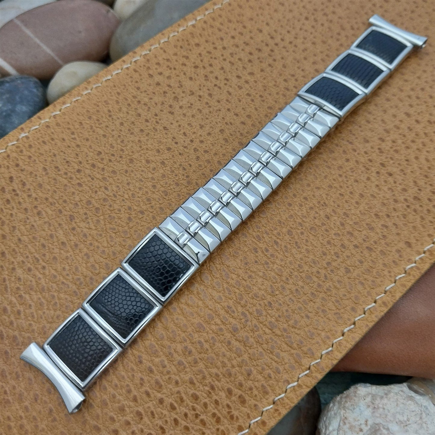 19mm 18mm 16mm 1950s Stainless Steel &Lizard Stonewall Unused Vintage Watch Band