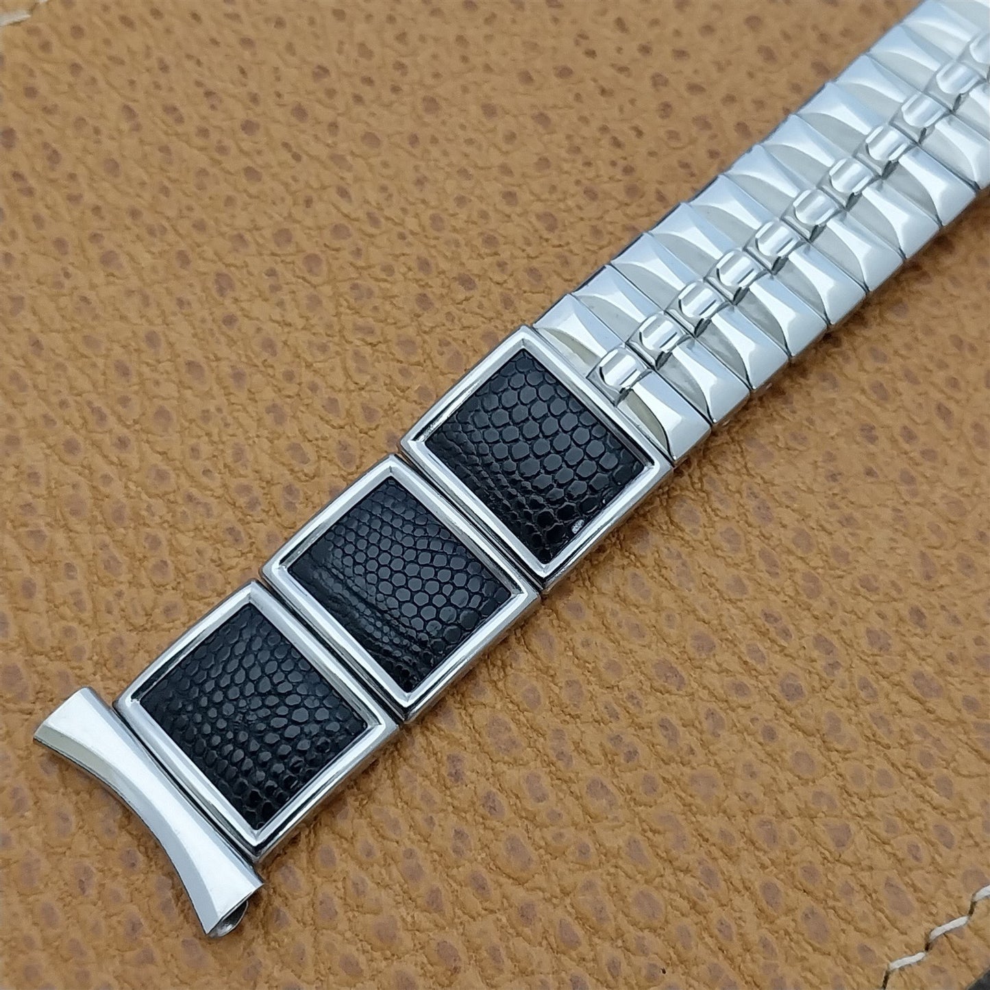 19mm 18mm 16mm 1950s Stainless Steel &Lizard Stonewall Unused Vintage Watch Band