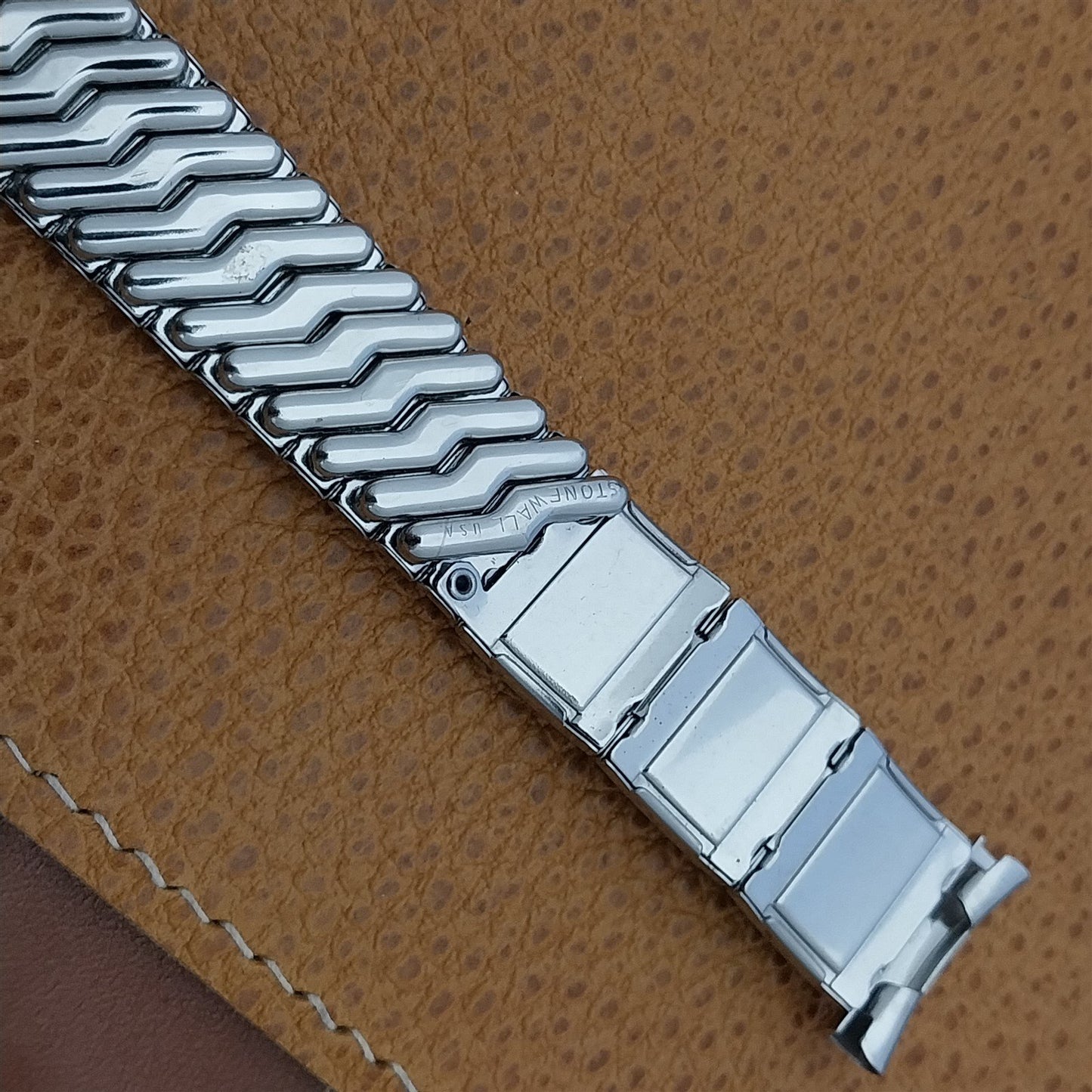 19mm 18mm 16mm 1950s Stainless Steel &Lizard Stonewall Unused Vintage Watch Band