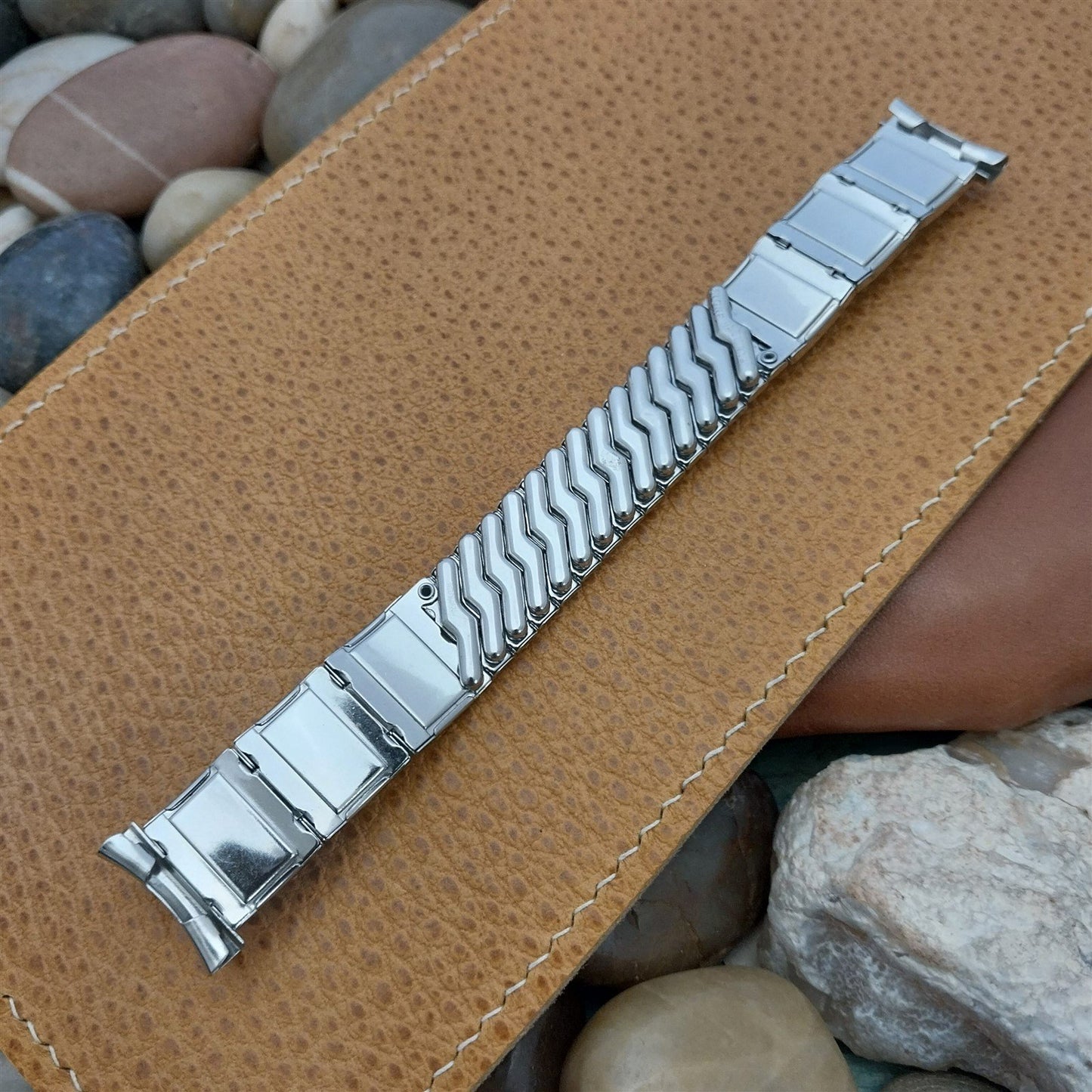 19mm 18mm 16mm 1950s Stainless Steel &Lizard Stonewall Unused Vintage Watch Band