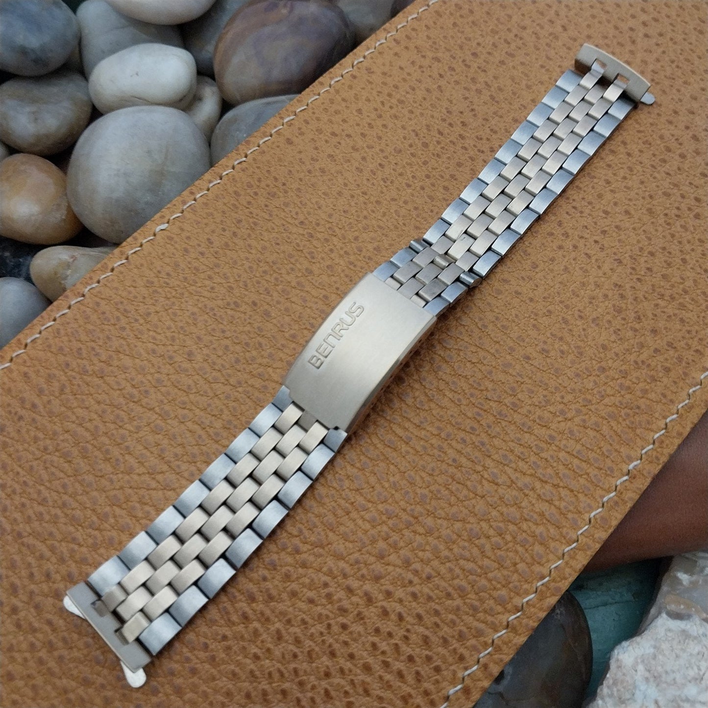 Vintage 18mm Benrus Stainless Steel Solid Link Unused Classic 1970s Watch Band