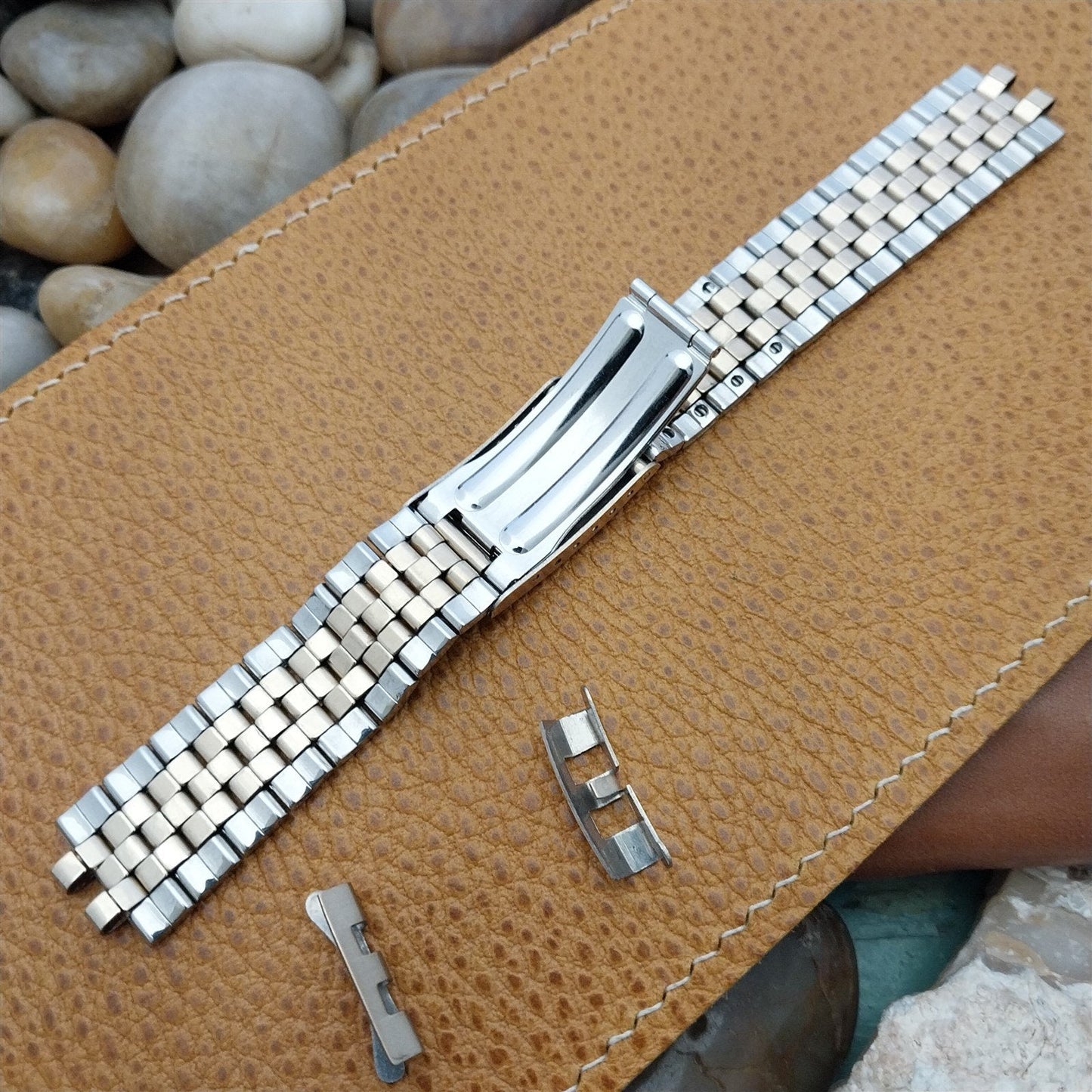 Vintage 18mm Benrus Stainless Steel Solid Link Unused Classic 1970s Watch Band