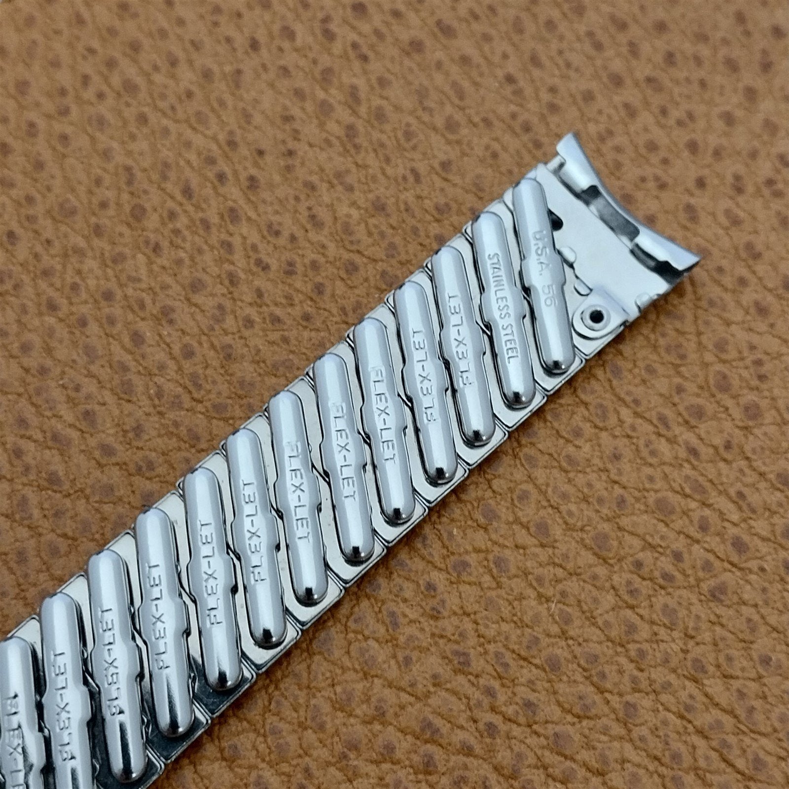 Vintage 1956 5/8" Flex-Let USA Classic Stainless Steel Expansion Watch Band nos