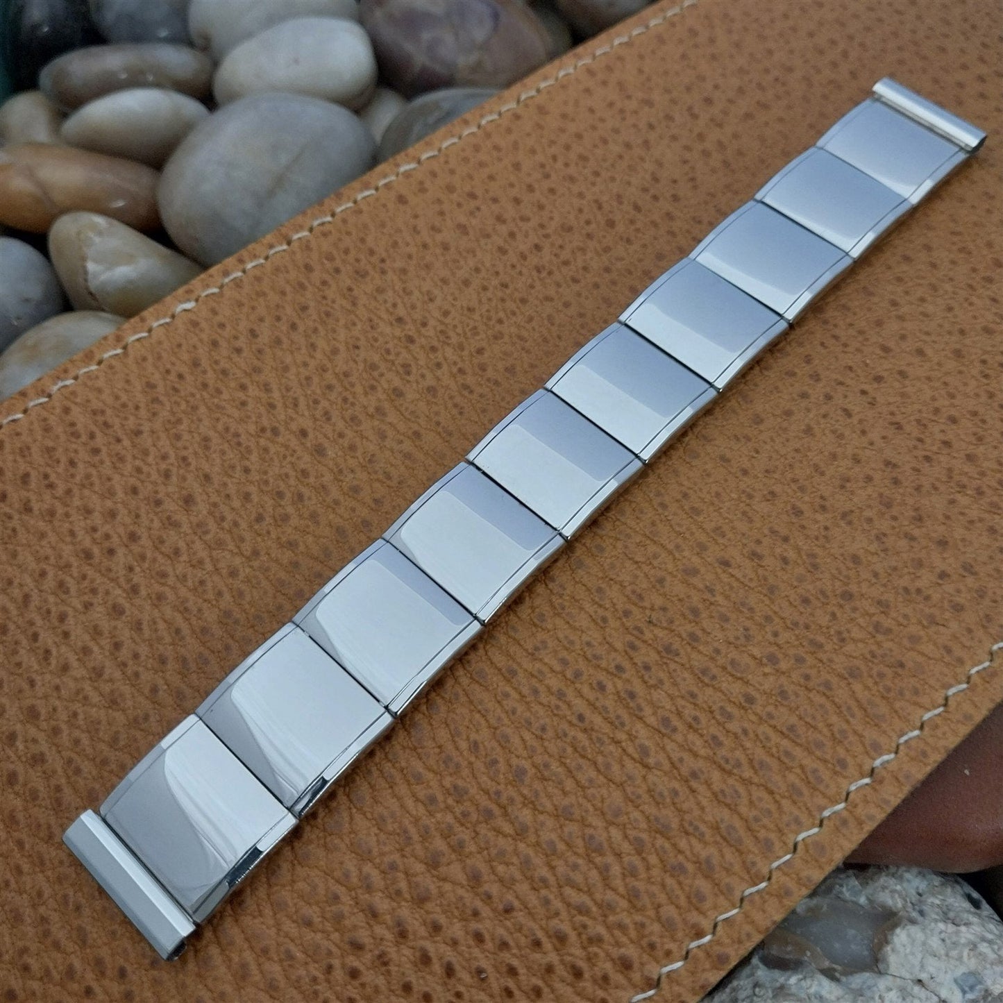 17.2mm White Gold-Filled Flex-Let USA 1950s Classic nos Vintage Watch Band