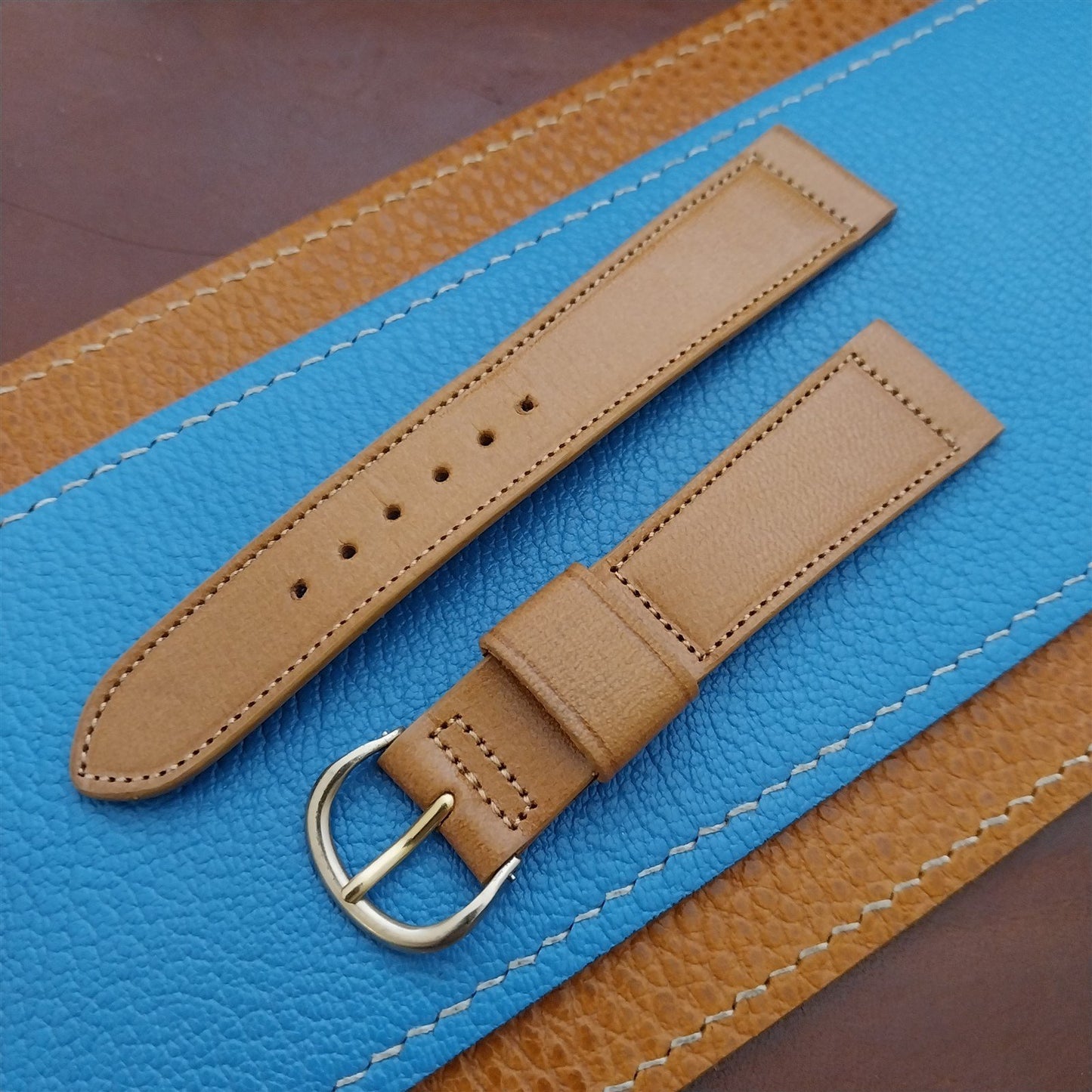 3/4" Kreisler Brown Saddle Tapered Leather nos Classic Vintage Watch Strap