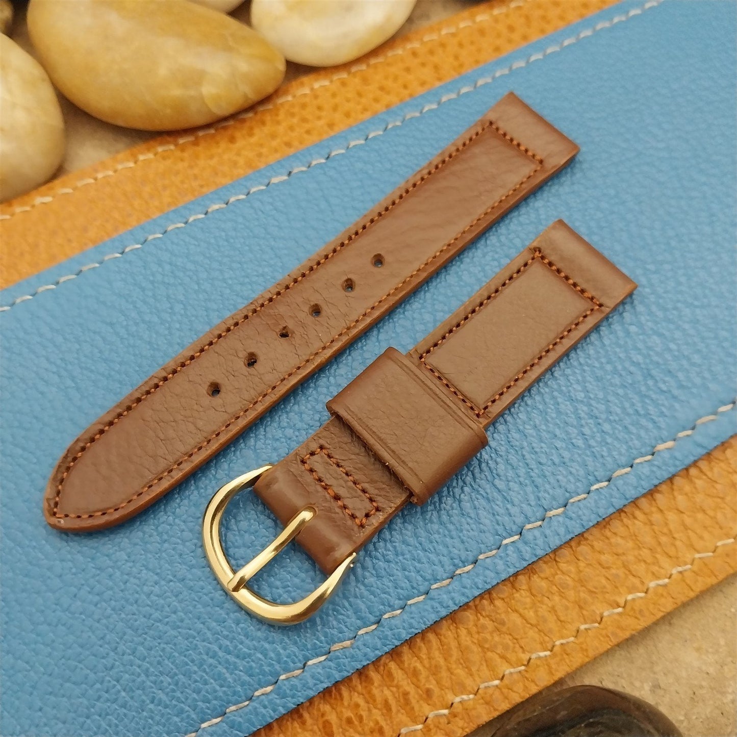 Vintage 5/8" Kreisler Short Brown Saddle Leather nos Classic Unused Watch Band