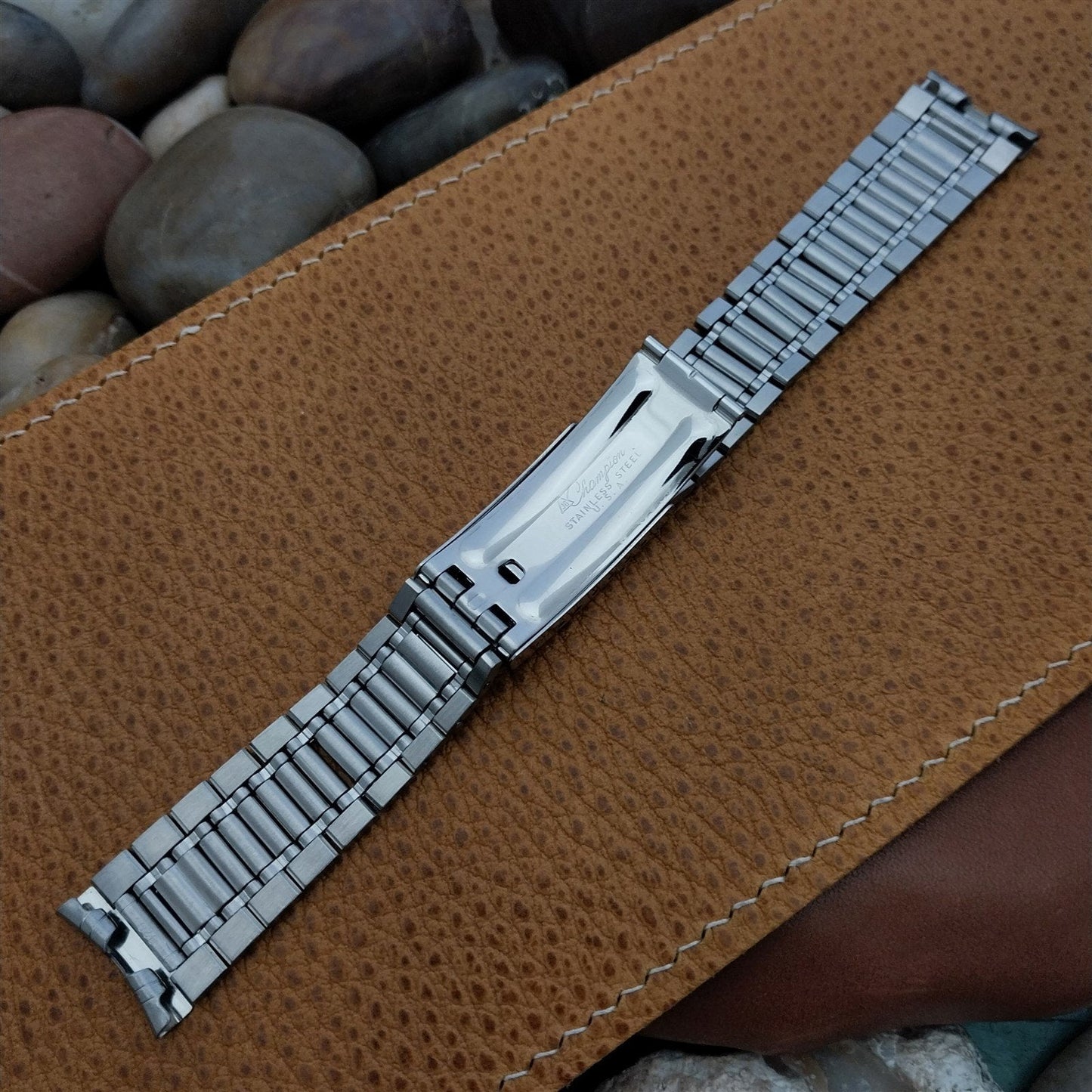 Vintage 19mm JB Champion Stainless Steel Solid Link Unused Classic Watch Band