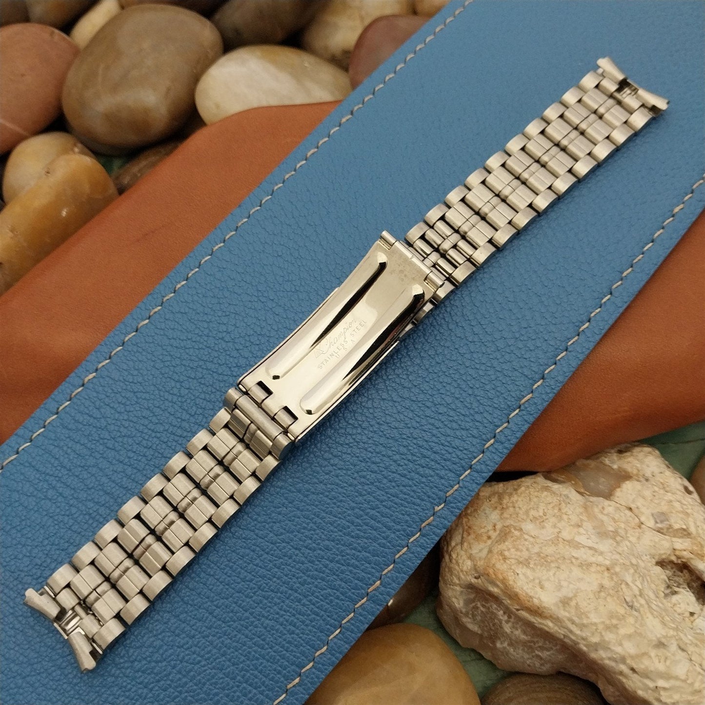 JB Champion Stainless Steel Brick Bullet Link 17.2mm Vintage Watch Band