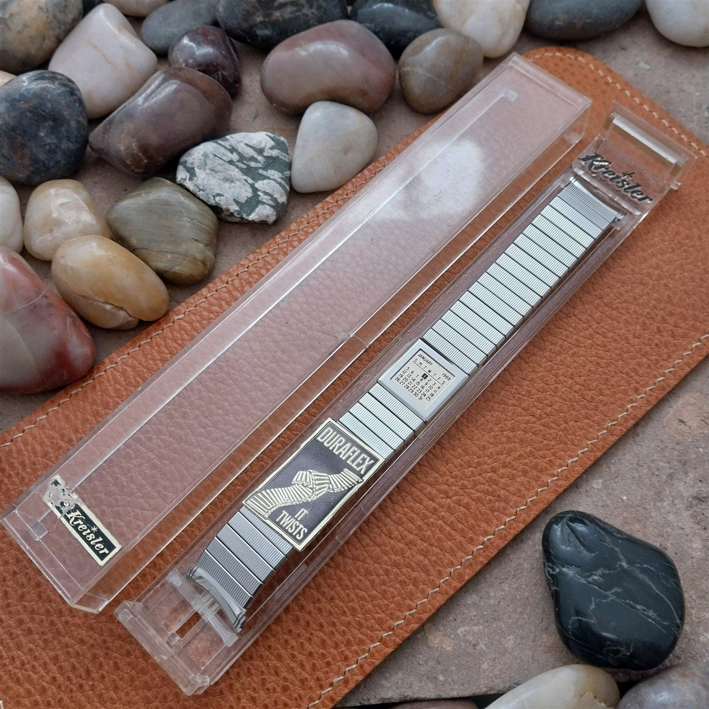 19mm 18mm 17mm Kreisler Stainless Steel Calendar 1969 Unused Vintage Watch Band