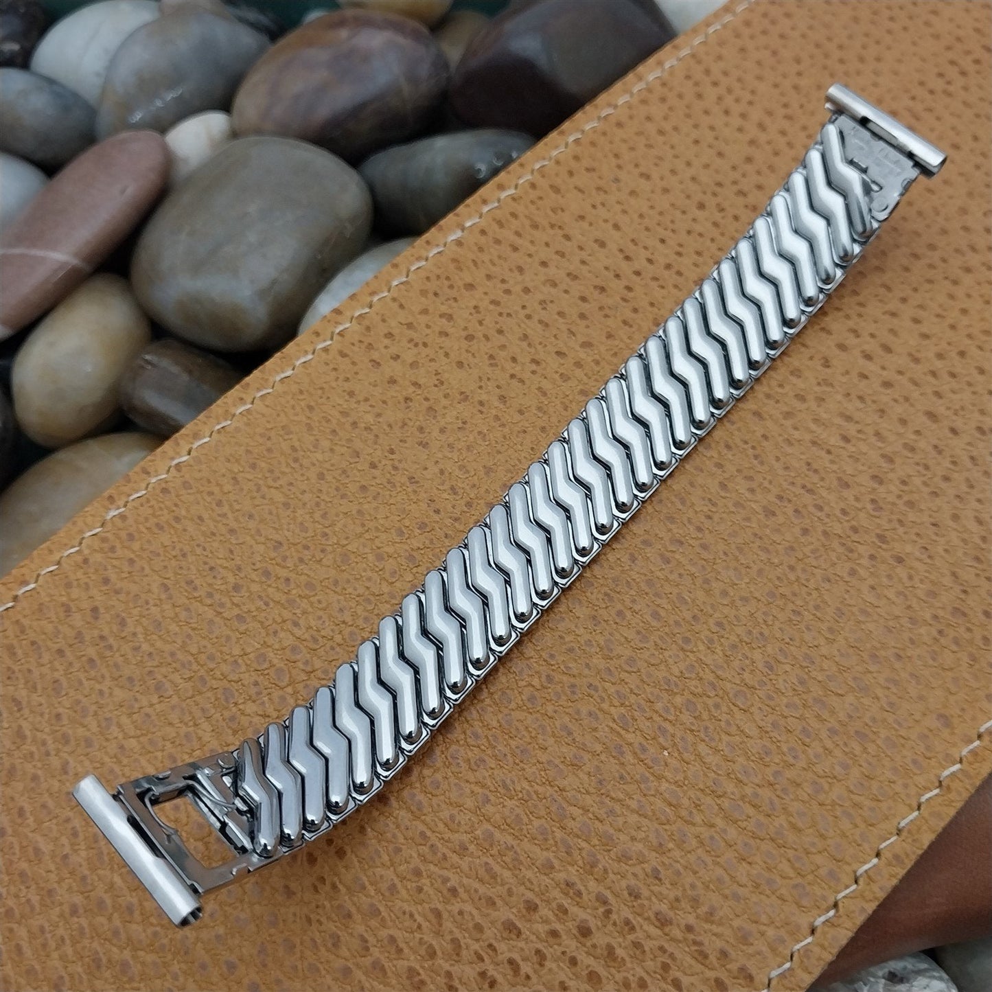 1950s Kreisler 14K White Gold-Filled Signet Initial 3/4" Vintage Watch Band