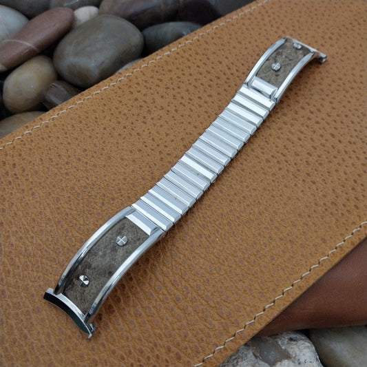 19mm 18mm 16mm Kreisler White Gold-Filled & Leather nos 1960s Vintage Watch Band