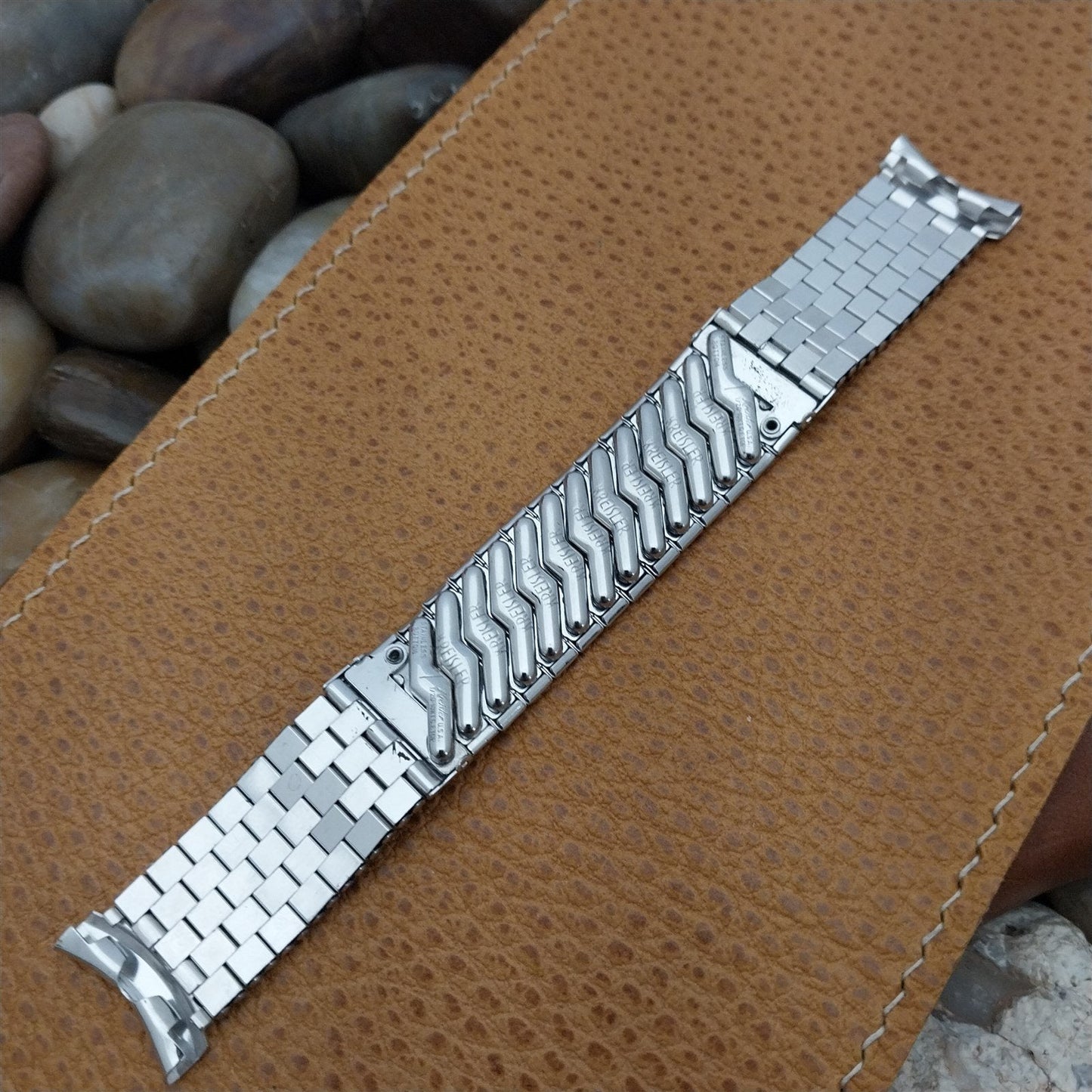 19mm 18mm White Gold-Filled Kreisler Short Brick Link 1950s Vintage Watch Band