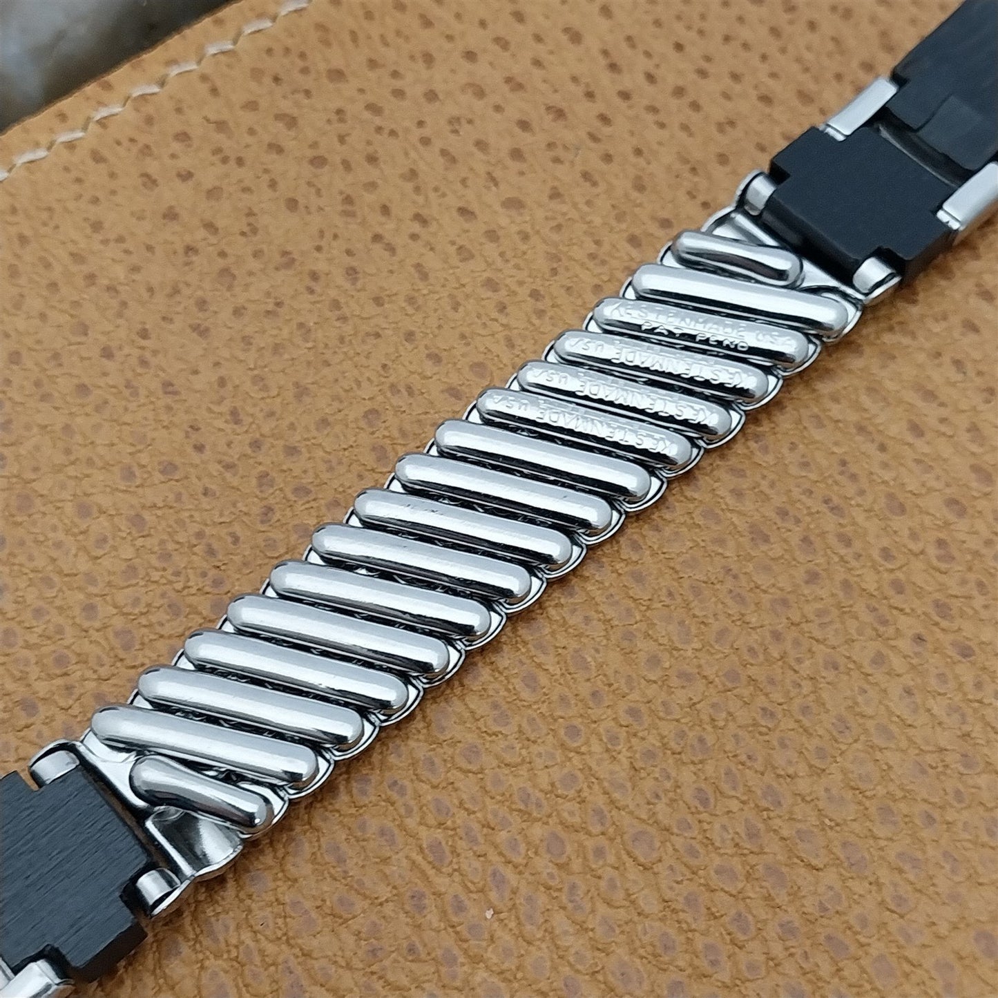 19mm 18mm Stainless Steel & Wood Unused Vintage Watch Band Kestenmade Woodland