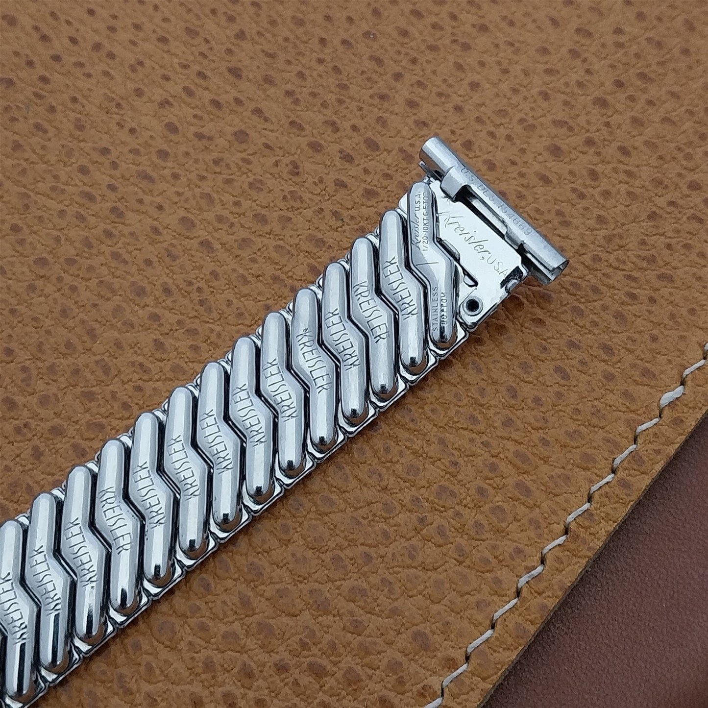 19mm 18mm 16mm 1950s Kreisler 14K White Gold-Fill Signet nos Vintage Watch Band