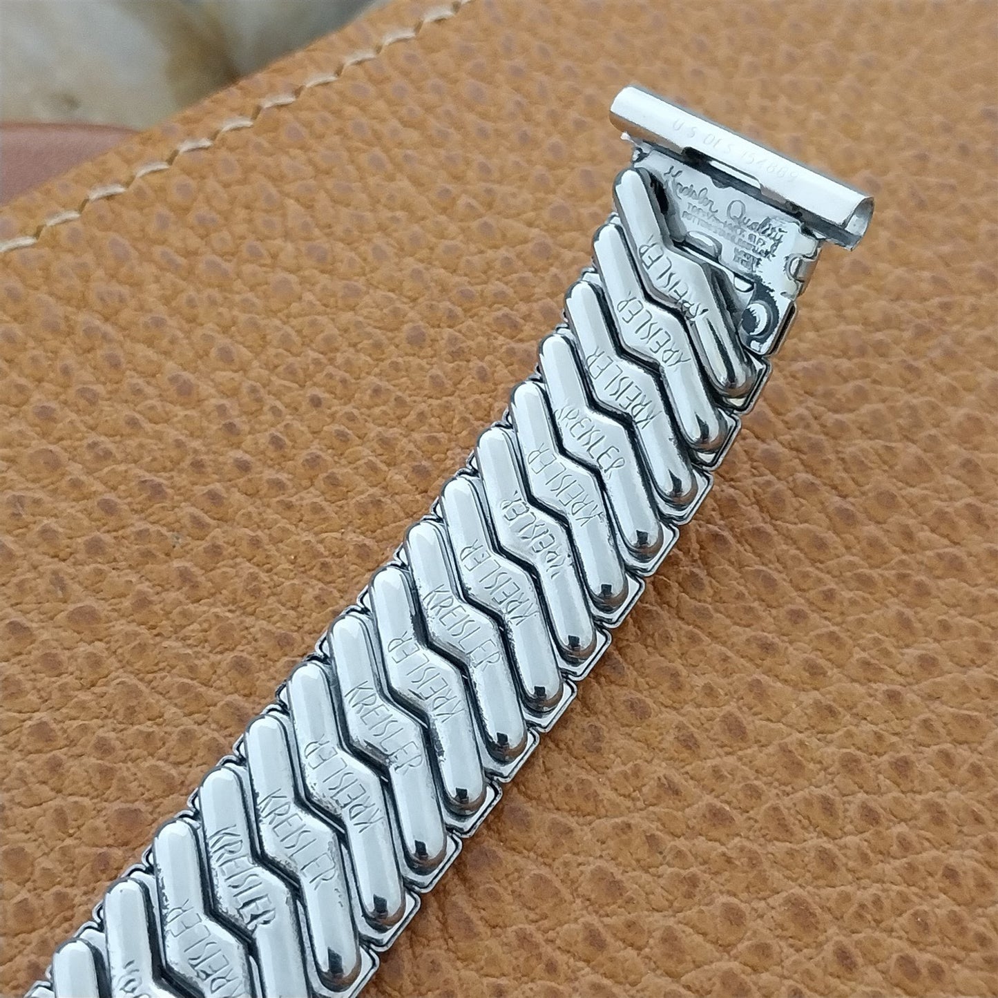 Vintage Kreisler 19mm 18mm 12k White Gold-Filled Long Unused 1950s Watch Band