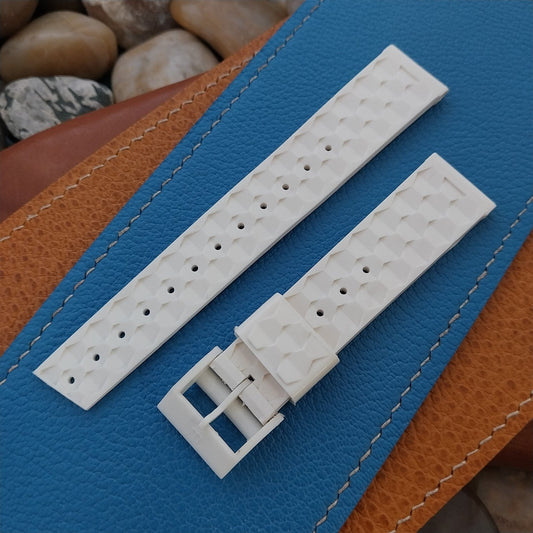 18mm Waffle Skindiver White nos 1960s Vintage Dive Watch Band