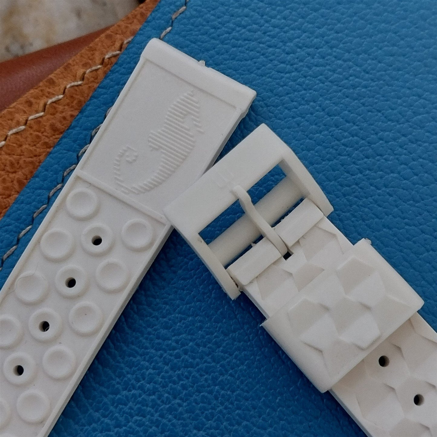 18mm Waffle Skindiver White nos 1960s Vintage Dive Watch Band