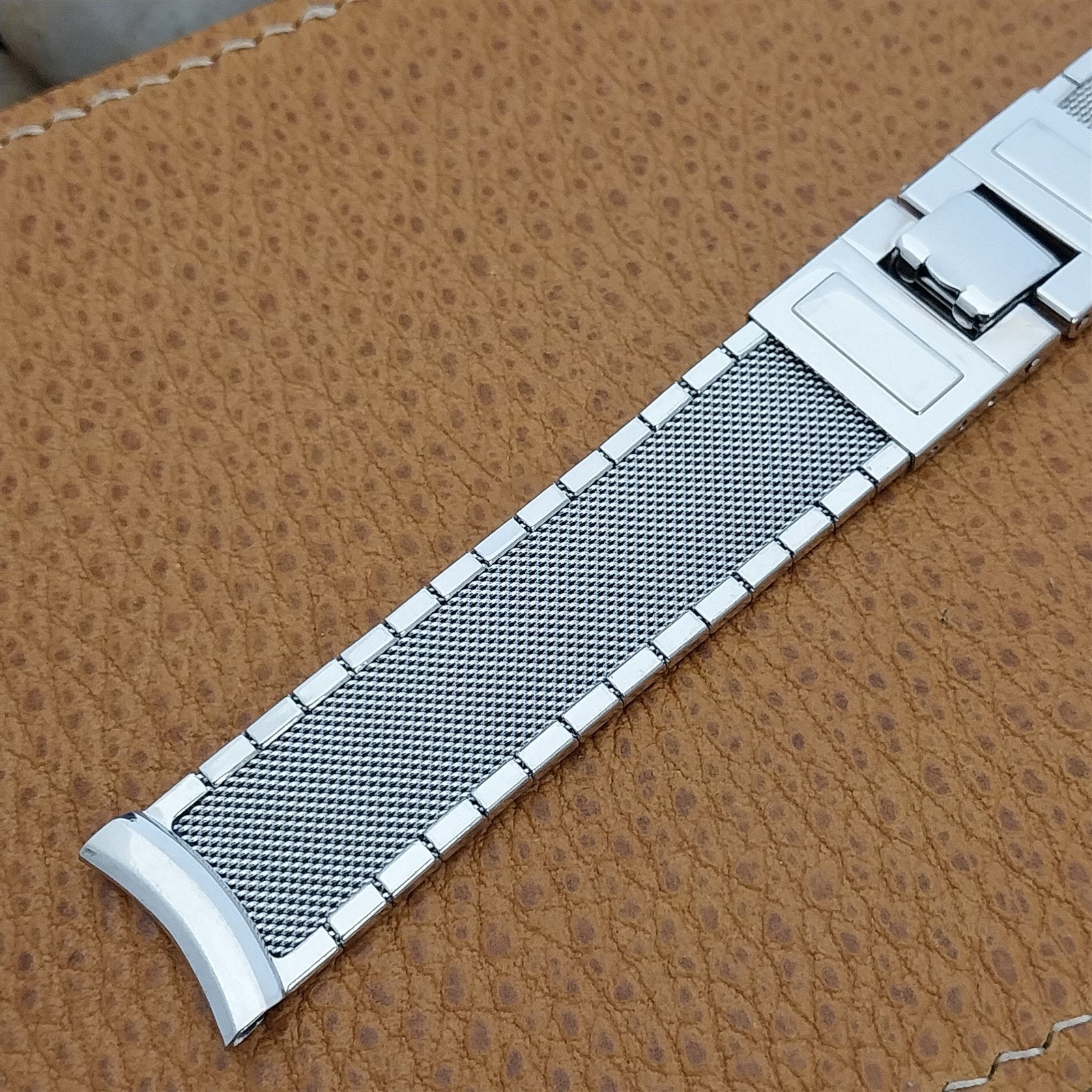 17.2mm 10k White Gold-Filled Mesh nos Classic 1950s Vintage Watch Band