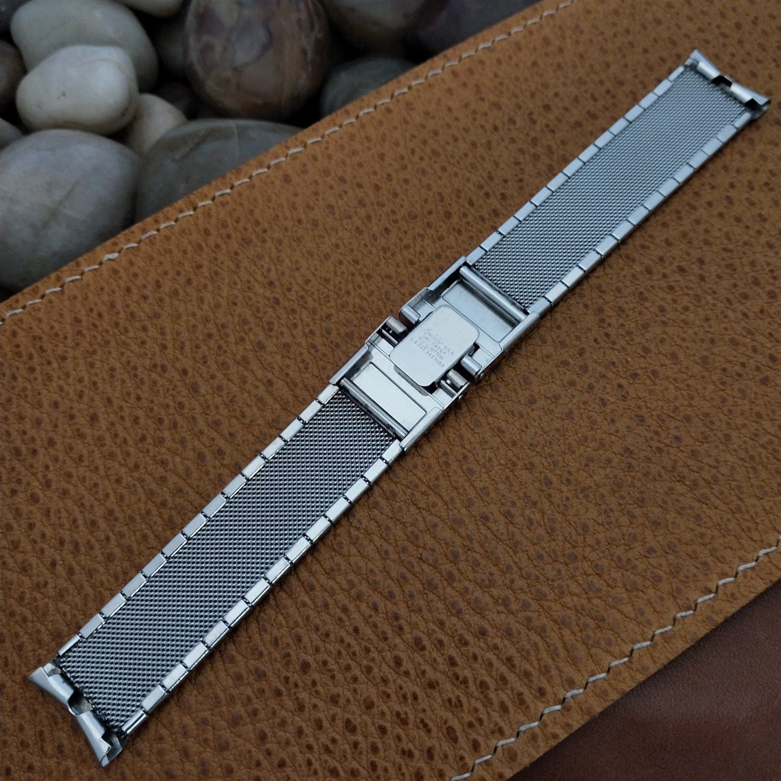 17.2mm 10k White Gold-Filled Mesh nos Classic 1950s Vintage Watch Band