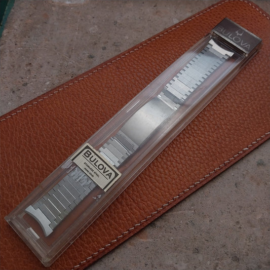 19mm 18mm 17mm Bulova Solid-Link Stainless Steel 1970s Vintage Watch Band