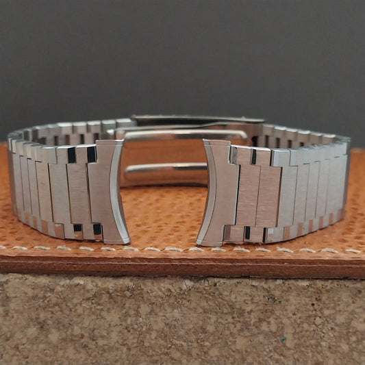 19mm 18mm 17mm Bulova Solid-Link Stainless Steel 1970s Vintage Watch Band